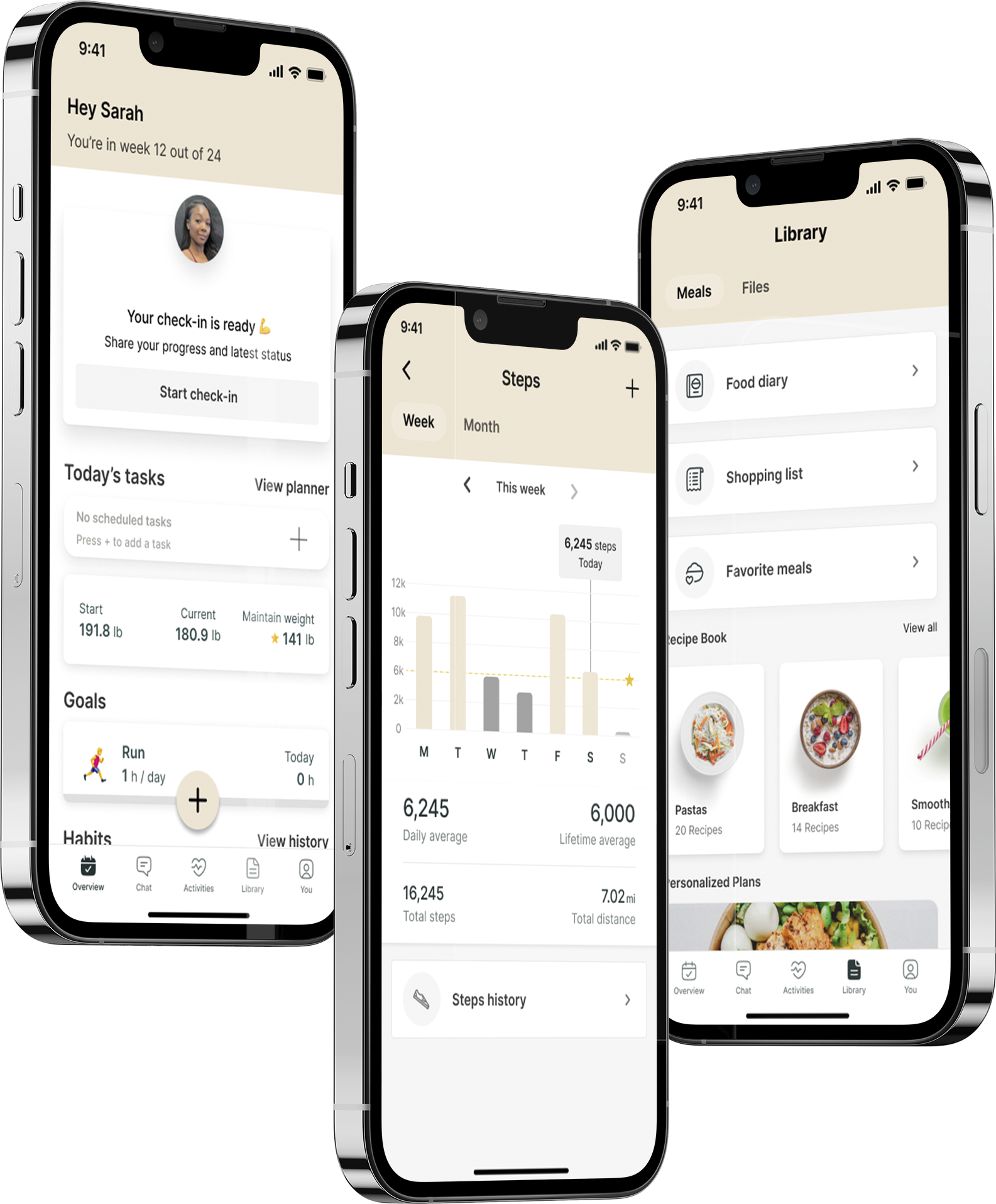 A mockup of the coaching app showcasing the features.